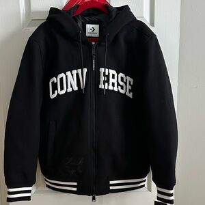 Vtg Converse Chuck Taylor Men’s Black Zip-Up Hoodie with White Logo Size M New